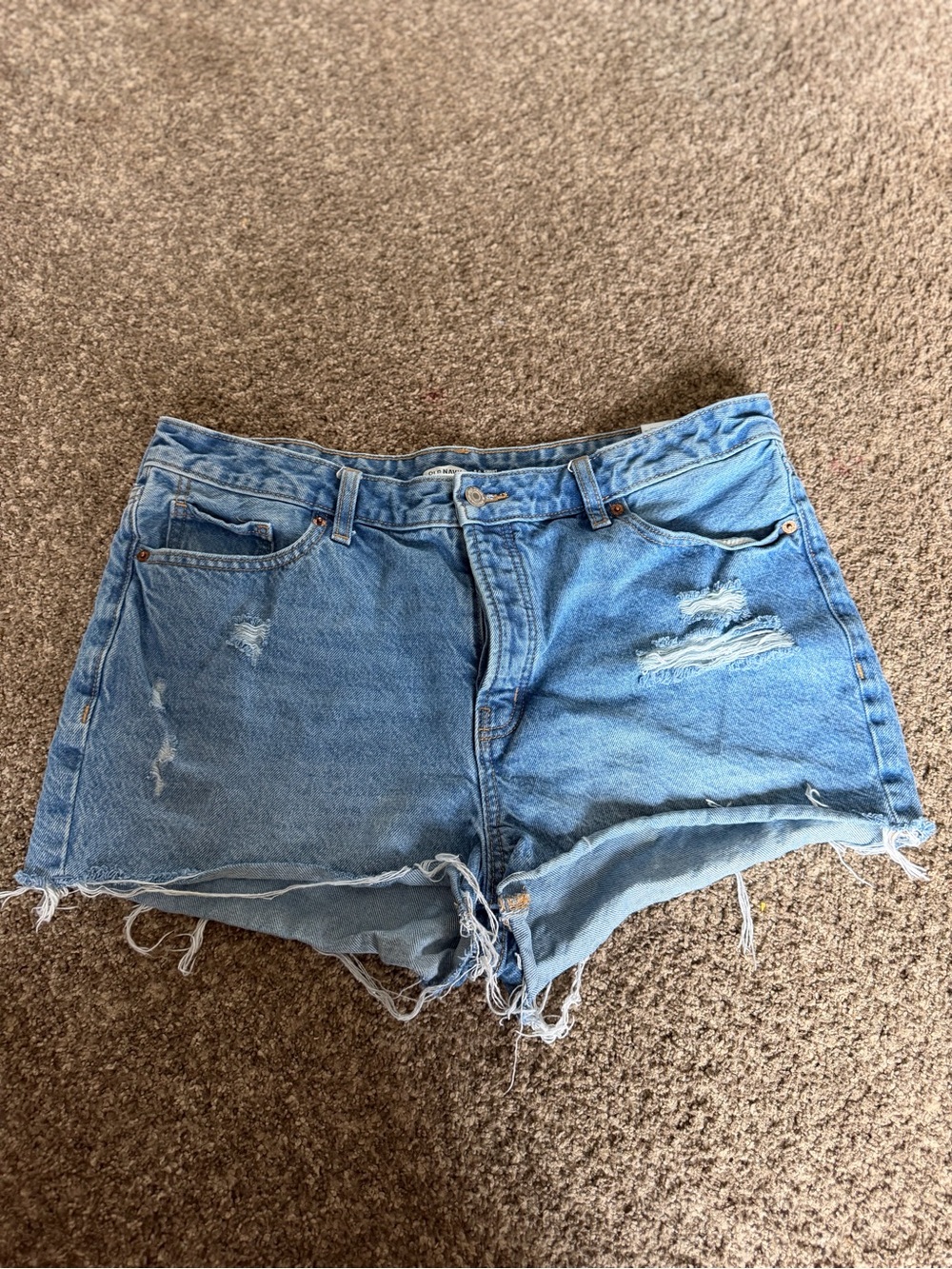 Light Blue Distressed Denim Shorts - Women's Casual Cutoffs